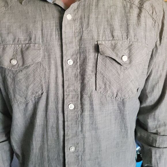 American Rag Shirt Men's M Denim Cowboy Cut Button Pockets Long Sleeve Cotton - Picture 5 of 7